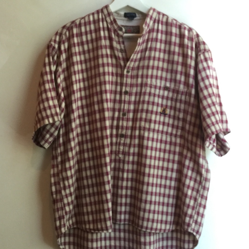 Western Auburn & Off-White Checkered Swoop Top